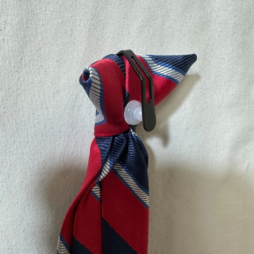 Formal Dress Neck Tie Boy Clip On Red Stripe Special Event Holiday Easter Party